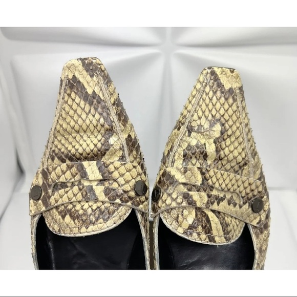 TOD'S Womens Sz 7 Brown Snakeskin Leather Loafer Square Toe w/ Dustbag - Picture 6 of 11